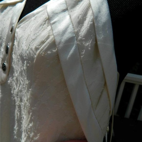 Zac Posen Textured Ivory Silk Chiffon Knee Length Cocktail Halter Dress, Size 2 - Picture 5 of 12